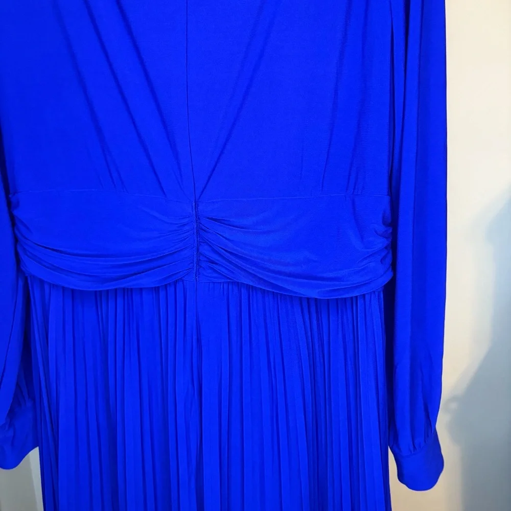 Jessica Howard Modest Elegant Dark Royal Blue Long Sleeve Pleated Dress Size 16 - Picture 3 of 8